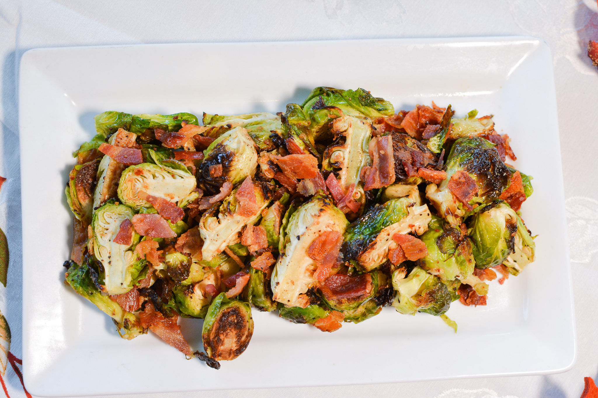 Oven Roasted Brussels Sprouts & Bacon
