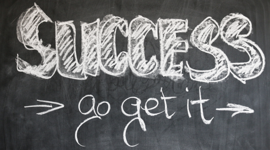 Blackboard with "Success, go get it" written