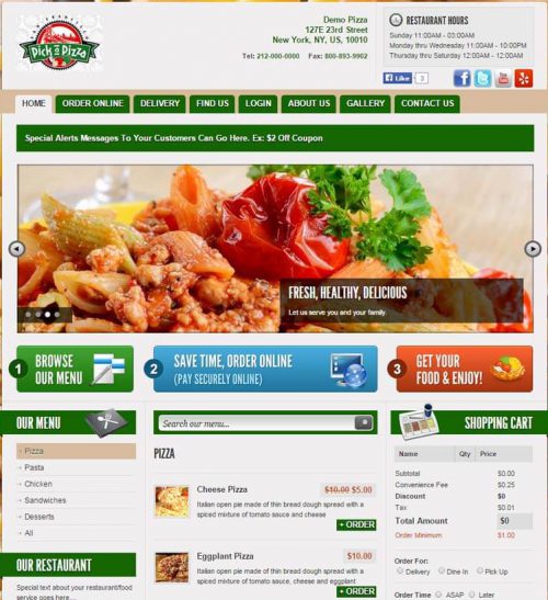 Pizza restaurant website template